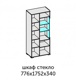 Аллегро-10 Шкаф 2дв. (со стеклом) (дуб крафт золотой-камень темный) в Покачах - pokachi.ok-mebel.com | фото 2