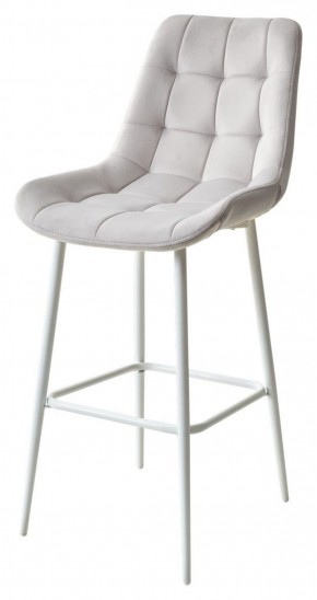 Барный стул ХОФМАН, цвет H-09 Светло-серый, велюр / белый каркас М-City в Покачах - pokachi.ok-mebel.com | фото