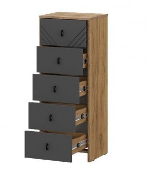 БАЙКАЛ Комод (5 ящиков) Графит/Дуб золотой в Покачах - pokachi.ok-mebel.com | фото 2