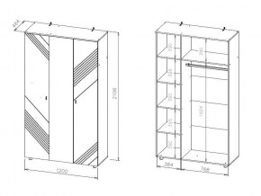 БАЙКАЛ Шкаф трехстворчатый (Графит/Дуб золотой) в Покачах - pokachi.ok-mebel.com | фото 3