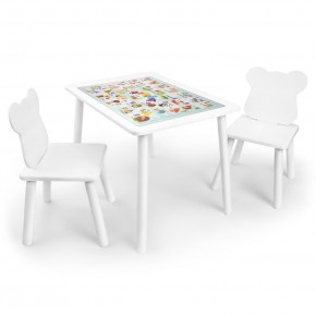 Детский комплект стол и два стула Мишка Rolti Baby с накладкой Алфавит (белая столешница/белое сиденье/белые ножки) в Покачах - pokachi.ok-mebel.com | фото