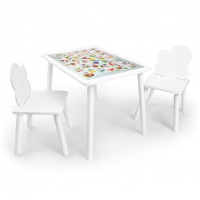 Детский комплект стол и два стула Облачко Rolti Baby с накладкой Алфавит (белая столешница/белое сиденье/белые ножки) в Покачах - pokachi.ok-mebel.com | фото