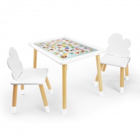 Детский комплект стол и два стула Облачко Rolti Baby с накладкой Алфавит (белая столешница/белое сиденье/береза ножки) в Покачах - pokachi.ok-mebel.com | фото
