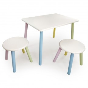 Детский комплект стол и два табурета круглых  (Белый, Белый, Цветной) в Покачах - pokachi.ok-mebel.com | фото