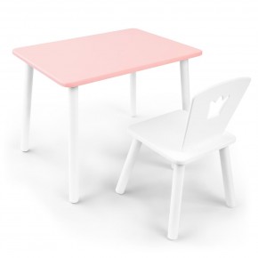 Детский комплект стол и стул «Корона» Rolti Baby (розовый/белый, массив березы/мдф) в Покачах - pokachi.ok-mebel.com | фото