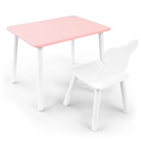 Детский комплект стол и стул «Мишка» Rolti Baby (розовый/белый, массив березы/мдф) в Покачах - pokachi.ok-mebel.com | фото
