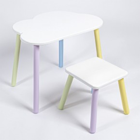Детский комплект стол ОБЛАЧКО  и табурет Rolti Baby (белая столешница/белое сиденье/цветные ножки) в Покачах - pokachi.ok-mebel.com | фото