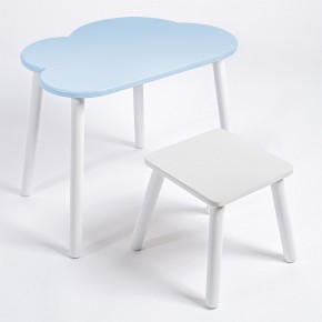Детский комплект стол ОБЛАЧКО  и табурет Rolti Baby (голубая столешница/белое сиденье/белые ножки) в Покачах - pokachi.ok-mebel.com | фото