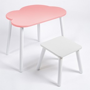 Детский комплект стол ОБЛАЧКО  и табурет Rolti Baby (розовая столешница/белое сиденье/белые ножки) в Покачах - pokachi.ok-mebel.com | фото