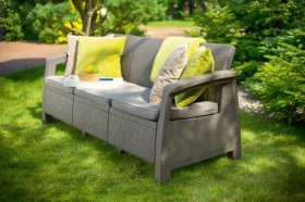 Диван пластиковый Корфу Макс (Corfu love seat max) капучино - песок в Покачах - pokachi.ok-mebel.com | фото 4