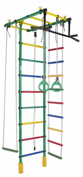 ДСК Атлант цв.зеленый радуга: турник, кольца, канат, трапеция, веревочная лестница в Покачах - pokachi.ok-mebel.com | фото