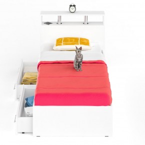 Камелия Кровать с ящиками 0900, цвет белый, ШхГхВ 93,5х217х78,2 см., сп.м. 900х2000 мм., без матраса, основание есть в Покачах - pokachi.ok-mebel.com | фото 4