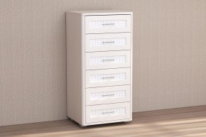 Кэт-4 Комод 6 ящ (МДФ Бодега белая/Экокожа Caiman белый) в Покачах - pokachi.ok-mebel.com | фото