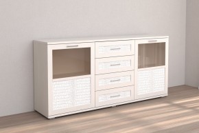 Кэт-4 Комодино (МДФ Бодега белая/Экокожа Caiman белый) в Покачах - pokachi.ok-mebel.com | фото