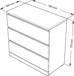 Комод Варма 3 с тремя выдвижными ящиками, цвет белый в Покачах - pokachi.ok-mebel.com | фото 4