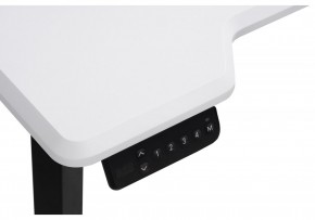 Компьютерный стол Маркос с механизмом подъема 140х80х75 белая шагрень / черный в Покачах - pokachi.ok-mebel.com | фото 3