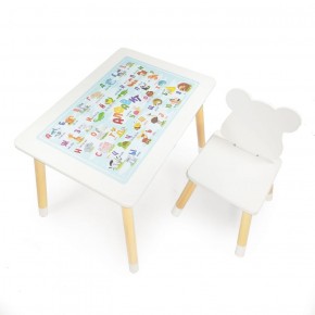 Комплект детской мебели стол и стул Мишутка с накладкой Алфавит (Белый/Белый/Береза) в Покачах - pokachi.ok-mebel.com | фото 2