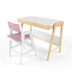 Комплект растущий стол и стул с чехлом 38 попугаев «Вуди» (Белый, Белый, Розовый) в Покачах - pokachi.ok-mebel.com | фото