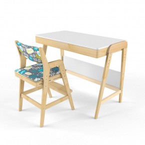 Комплект растущий стол и стул с чехлом 38 попугаев «Вуди» (Белый, Береза, Салют) в Покачах - pokachi.ok-mebel.com | фото
