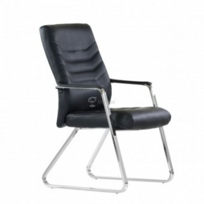 Кресло Barneo K-25 для посетителей и переговорных (хром, черная экокожа) в Покачах - pokachi.ok-mebel.com | фото