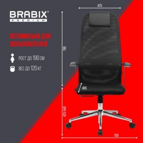 Кресло BRABIX PREMIUM "Ultimate EX-801" хром, плотная двойная сетка Х2, черное, 532917 в Покачах - pokachi.ok-mebel.com | фото 7