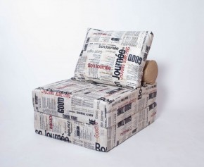 Кресло-кровать-пуф бескаркасное Прайм (Газета) в Покачах - pokachi.ok-mebel.com | фото 1
