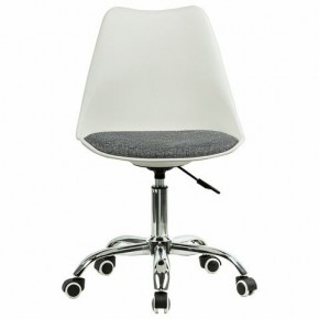 Кресло стул BRABIX "Eames MG-310 CH", хром, пластик белый, ткань серая, 532924 в Покачах - pokachi.ok-mebel.com | фото