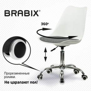 Кресло стул BRABIX "Eames MG-310 CH", хром, пластик белый, ткань серая, 532924 в Покачах - pokachi.ok-mebel.com | фото 7