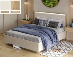 Кровать (Бело-серый U775 ST9/Дуб Небраска натуральный) 1600 в Покачах - pokachi.ok-mebel.com | фото