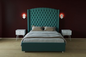 Кровать Берлин ЛЮКС с ПМ 800 (велюр бирюзовый) в Покачах - pokachi.ok-mebel.com | фото 2