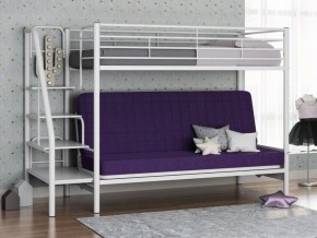 Кровать двухъярусная с диваном "Мадлен-3" (Белый/Фиолетовы) в Покачах - pokachi.ok-mebel.com | фото