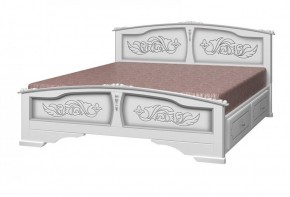 ЕЛЕНА Кровать из массива 1600 (Белый жемчуг) с 2-мя ящиками в Покачах - pokachi.ok-mebel.com | фото