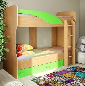 Кровать 2х ярусная Мийа (зеленый) в Покачах - pokachi.ok-mebel.com | фото 1