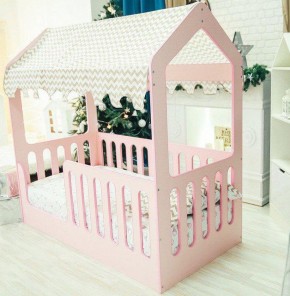 Кровать-домик без ящика 800*1600 (Розовый) в Покачах - pokachi.ok-mebel.com | фото 1