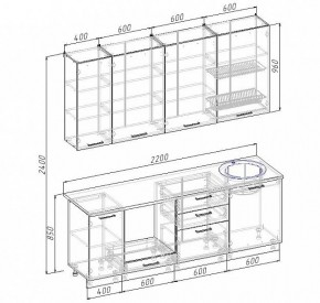 Кухонный гарнитур Антрацит 2200 h950 (Стол. 26мм) в Покачах - pokachi.ok-mebel.com | фото 3