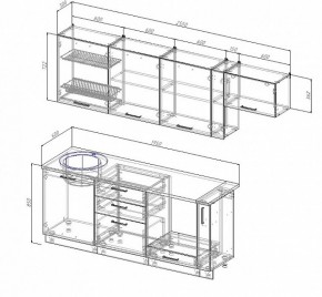 Кухонный гарнитур Антрацит 2550 (Стол. 26мм) в Покачах - pokachi.ok-mebel.com | фото 2