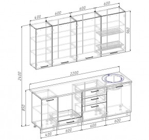 Кухонный гарнитур Шимо 2200 (Стол. 38мм) в Покачах - pokachi.ok-mebel.com | фото 2