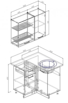 Кухонный гарнитур угловой Лада 1000х1000 (Стол. 38мм) в Покачах - pokachi.ok-mebel.com | фото 2