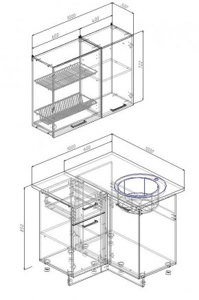 Кухонный гарнитур угловой Лада 1000х1000 (Стол. 38мм) в Покачах - pokachi.ok-mebel.com | фото 2