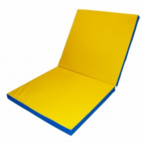 Мат гимнастический 2х1х0,1м складной цв. синий-желтый в Покачах - pokachi.ok-mebel.com | фото 1
