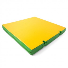 Мат гимнастический 1х1х0,1м с вырезом под стойки цв. зеленый-желтый в Покачах - pokachi.ok-mebel.com | фото 1