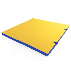 Мат гимнастический 1х1х0,08м с вырезом под стойки цв. синий-желтый в Покачах - pokachi.ok-mebel.com | фото 1