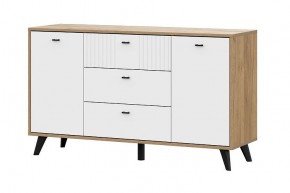 МИЛАН Комод 3 ящика двухстворчатый (Белый Матовый) в Покачах - pokachi.ok-mebel.com | фото