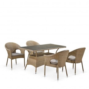 Обеденный комплект плетеной мебели T198B/Y79B-W56 Light Brown (4+1) в Покачах - pokachi.ok-mebel.com | фото 1