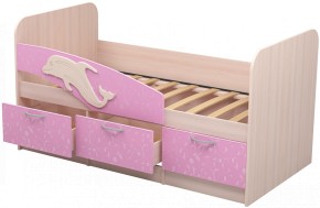 Кровать Дельфин 1,6 (Дуб молочный/фасад - Ламарти розовый) в Покачах - pokachi.ok-mebel.com | фото