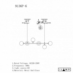 Подвесная люстра iLamp Golden 9136P/6 BK-WH в Покачах - pokachi.ok-mebel.com | фото 3