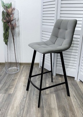 Полубарный стул CHILLI-QB SQUARE светло-серый #26, велюр / черный каркас (H=66cm) М-City в Покачах - pokachi.ok-mebel.com | фото 2