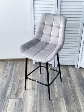Полубарный стул ХОФМАН, цвет H-09 Светло-серый, велюр / черный каркас H=63cm М-City в Покачах - pokachi.ok-mebel.com | фото 4