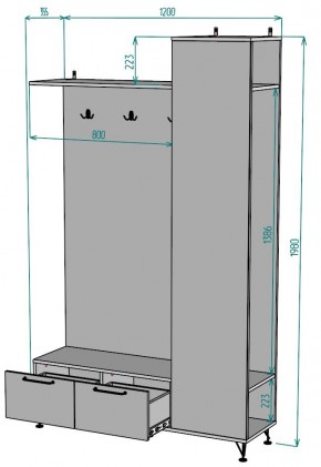 Прихожая с зеркалом Лофт V21_M в Покачах - pokachi.ok-mebel.com | фото 2