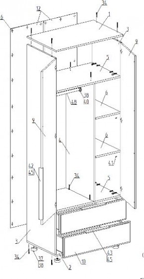 Шкаф 2-ств. с 2 ящиками "Лео" в Покачах - pokachi.ok-mebel.com | фото 2